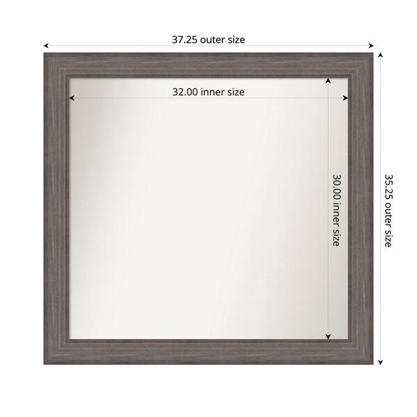 Amanti Art Country Barnwood 37.25 in. x 35.25 in. Custom Non-Beveled Wood Framed Bathroom Vanity Wall Mirror