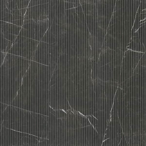 Urban Bamboo Marmi Noir 16 in. x 48 in. Satin Fluted Ceramic Wall Tile (15.51 sq. ft./Case)