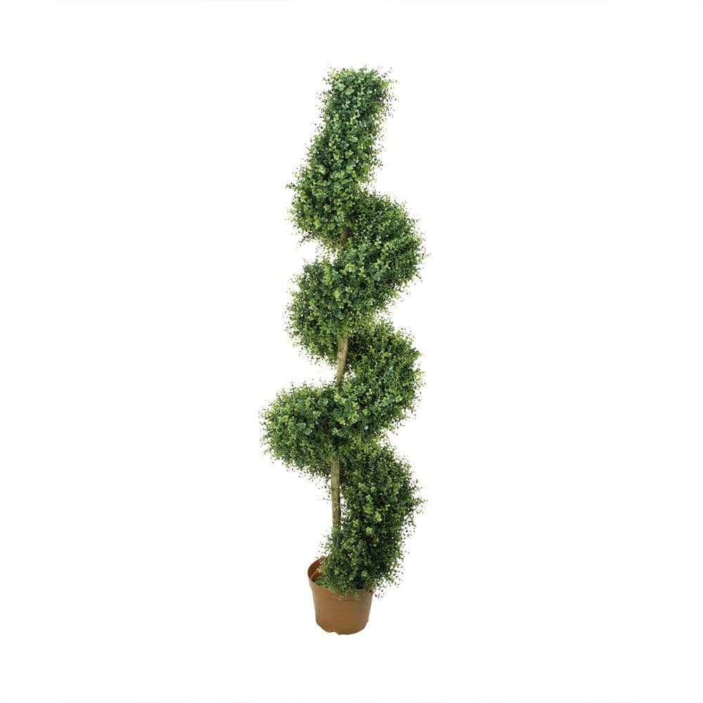 Northlight 6 in. Potted TwoTone Artificial Boxwood Spiral Topiary Tree