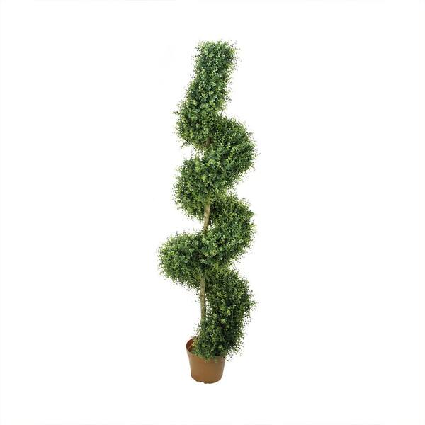 Northlight 6 in. Potted Two-Tone Artificial Boxwood Spiral Topiary Tree ...