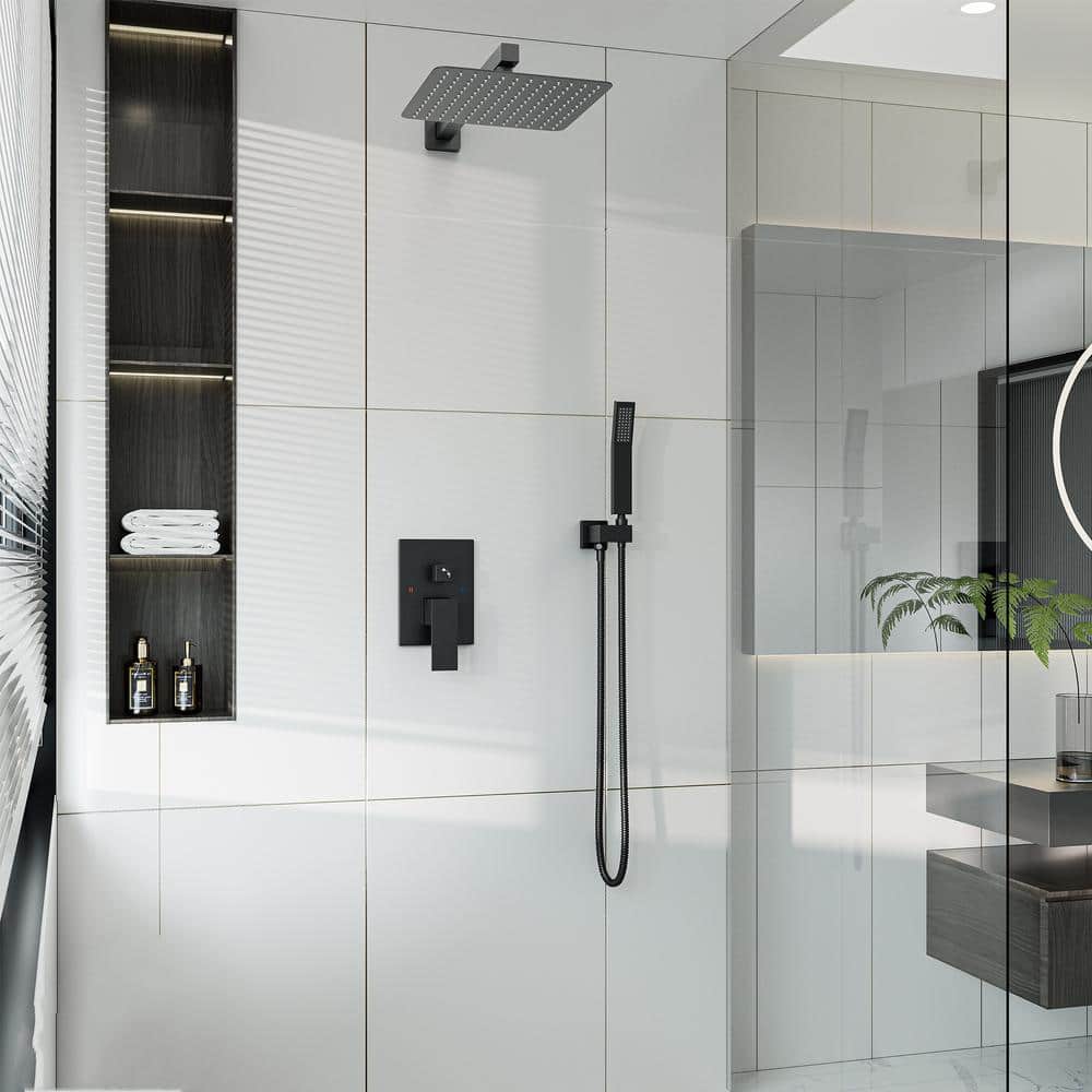Matte Black Dual Function Square Rain Shower System