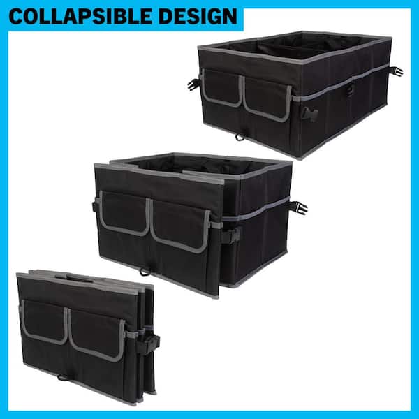 Drive Auto Trunk Organizer with Net - Collapsible Multi-Compartment Car  Organizer w/Adjustable Straps - Automotive Consoles & Organizers (Black)