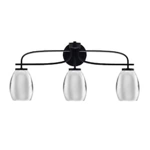 Olympia 26.25 in. 3-Light Matte Black Vanity Light