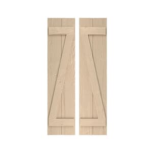 11 in. x 24 in. Timberthane Polyurethane 2-Board Joined Board-n-Batten Sandblasted Faux Wood Shutters w/Z-Board Pair