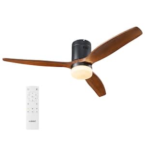 52 in. Indoor Black Low Profile Standard Ceiling Fan with Integrated LED