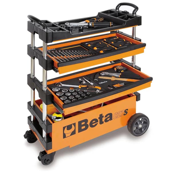 Beta 15 in. 2-Drawers Folding Tool Utility Cart for Portable Use, Orange (Tools Not Included)
