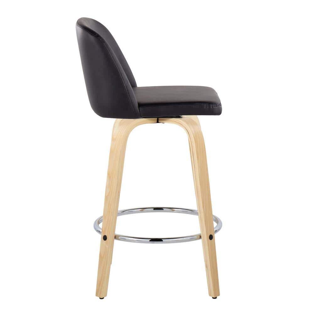 Gray Swivel Wood and Metal Counter Stool Set