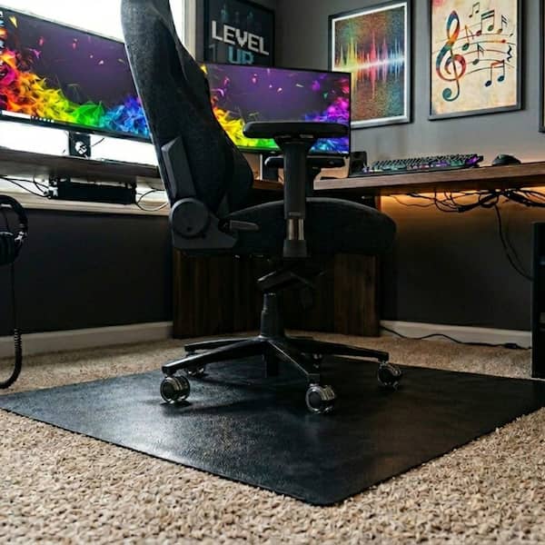Advantagemat Black Vinyl Lipped Gaming Indoor Chair Mat for Carpets-45 in. x 53 in.