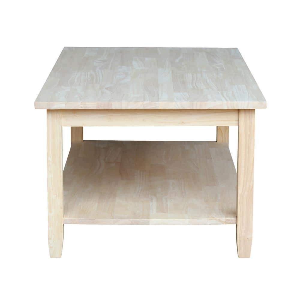 Solano Traditional Solid Wood Rectangular Coffee Table, Unfinished