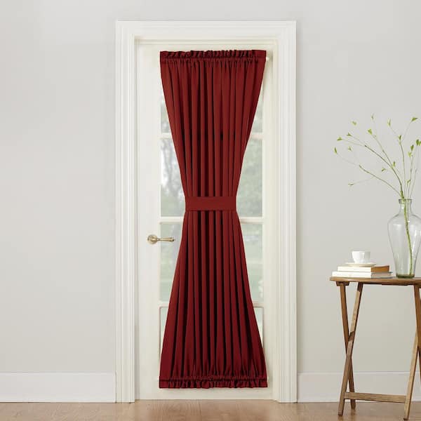 Sun Zero Gregory Room Darkening Rod Pocket Door Curtain Panel in Brick Red-54 in. W x 72 in. L