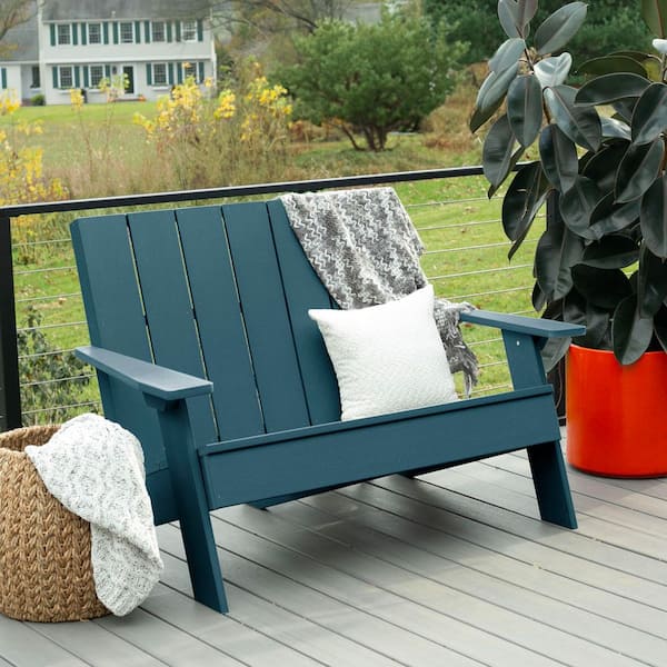 Italica Double Wide Modern Plastic Adirondack Chair Nantucket Blue (1-Chair)