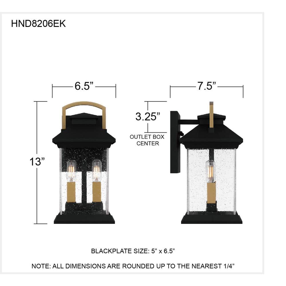 Henderson Black and Gold Outdoor Wall Lantern with Clear Glass