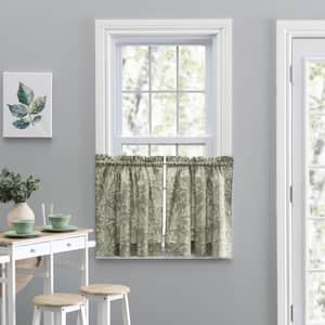 Lexington Leaf 56 in. W x 24 in. L Cotton/Polyester Light Filtering Tailored Tier Pair in Sage