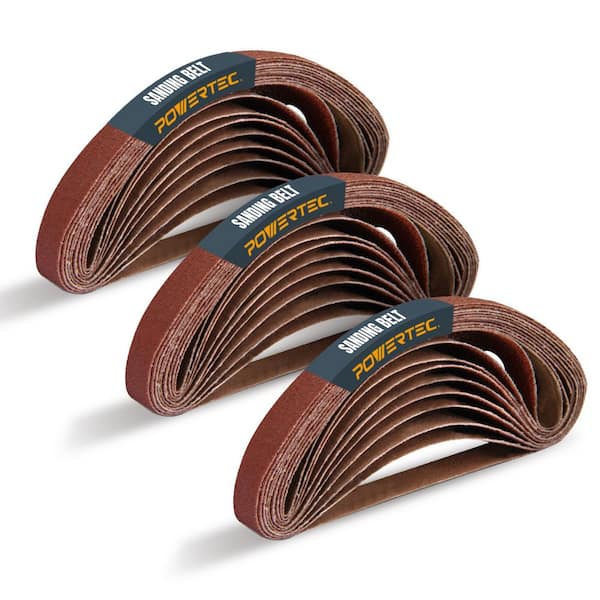 1/2 in. x 18 in. 40/80/180-Grit Aluminum Oxide Sanding Belts (60-Pack)