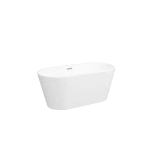 59 in.L x 29.5 in.W FreeStanding Bathtub Oval Soaking Tub with Center Drain in White