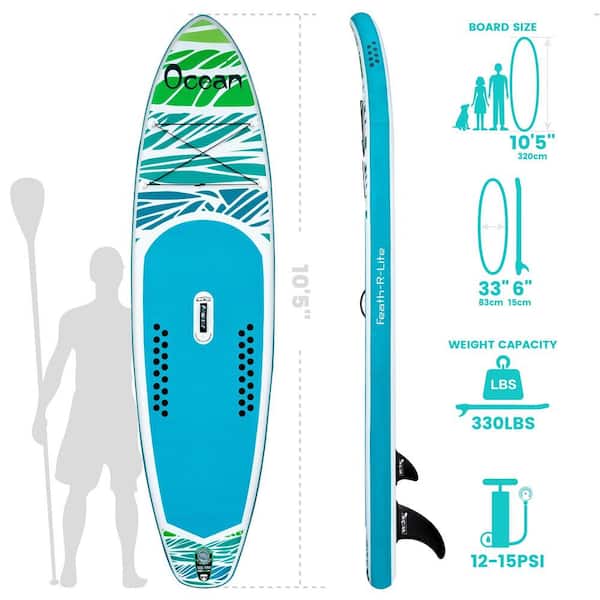 Afoxsos 125.99 in. L x 33.08 in. W x 5.91 in. H Blue/Green Inflatable  Surfboard Paddleboard Surfing Board with ISUP Accessories HDSA05OT051 - The  Home Depot