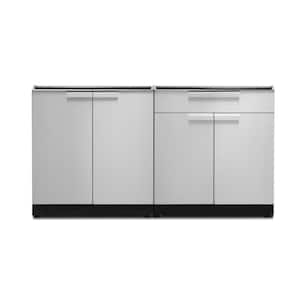 Stainless Steel 2-Piece 64 in. W x 34.25 in. H x 24 in. D Outdoor Kitchen Cabinet Set