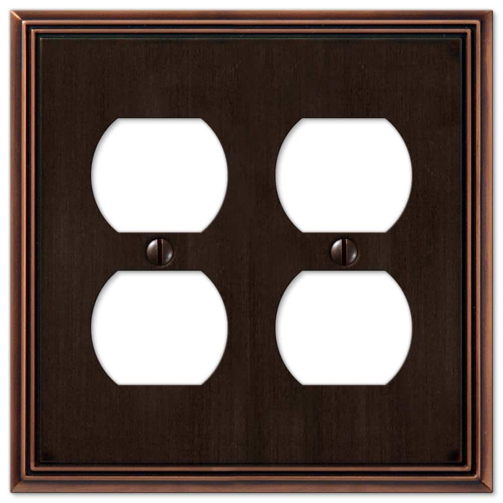Aged Bronze 4-Gang Duplex Metal Wall Plate