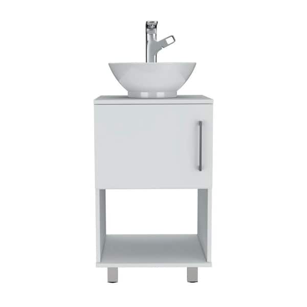Adrinfly 17.71 in. Freestanding Single Sink Bath Vanity in White with White Vessel Sink