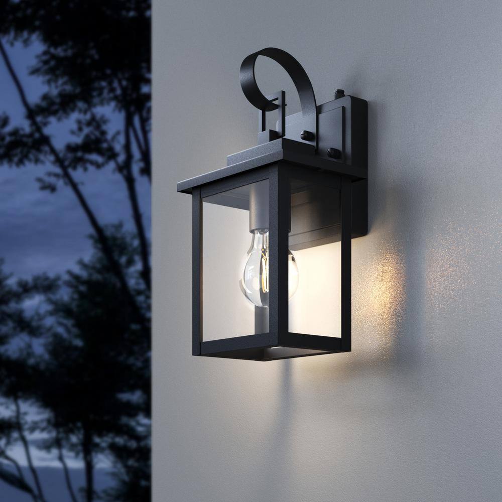 Matte Black Dimmable Outdoor Wall Sconce with Clear Glass
