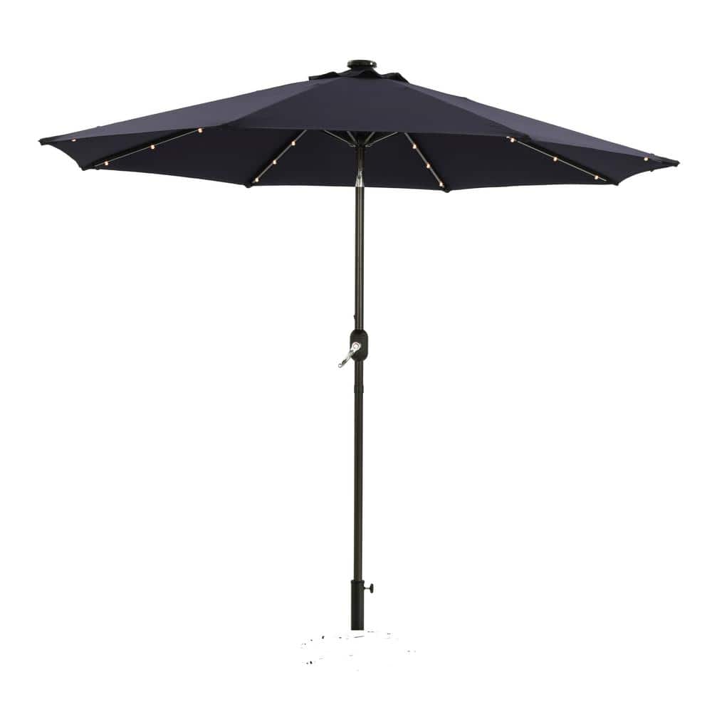 9 ft. Outdoor Patio Umbrella Flip Market Umbrella with Crank and LED Light 