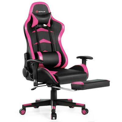 Pink Gaming Chair Reclining Swivel Racing Office Chair with Footrest