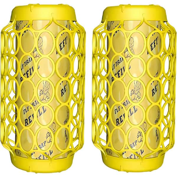 ITOPFOX Outdoor Hanging Wasp Bees Catcher Traps - Sticky Fly Bug Insect Deterrent Killer in Yellow (2-Pack)