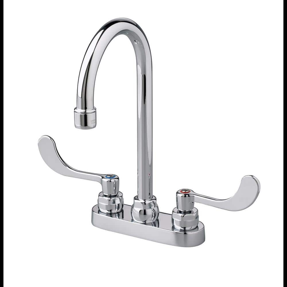 Polished Chrome Double-Handle Centerset Lavatory Faucet with Wrist Blade Handles
