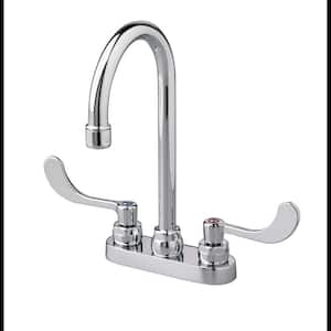 Monterrey 4 in. Centerset 2-Handle 0.5 GPM Gooseneck Faucet with Vandal-Resistant Wrist Blade Handles in Polished Chrome