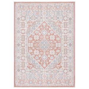 Blair Rose/Gray 5 ft. x 8 ft. Machine Washable Border Floral Area Rug
