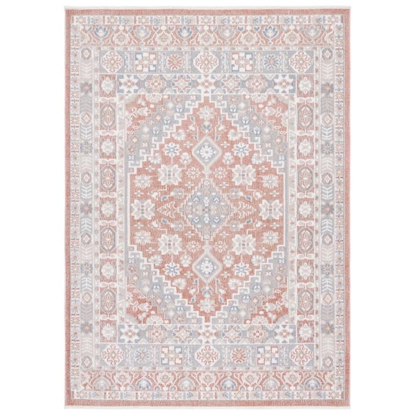 SAFAVIEH Blair Rose/Gray 5 ft. x 8 ft. Machine Washable Border Floral Area Rug