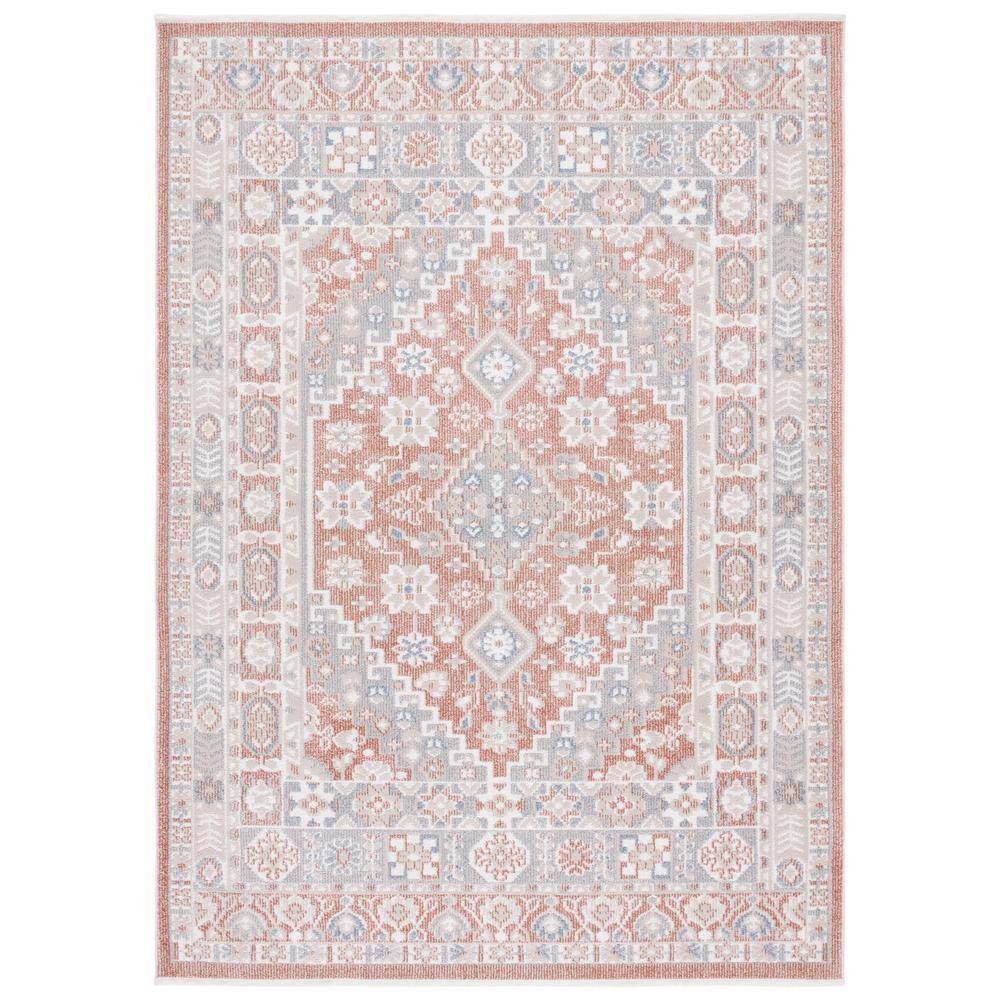 SAFAVIEH Blair Rose/Gray 9 ft. x 12 ft. Machine Washable Border Floral ...