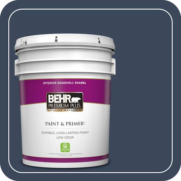 BEHR PREMIUM PLUS 5 gal. #M500-7 Very Navy Eggshell Enamel Low Odor Interior Paint & Primer