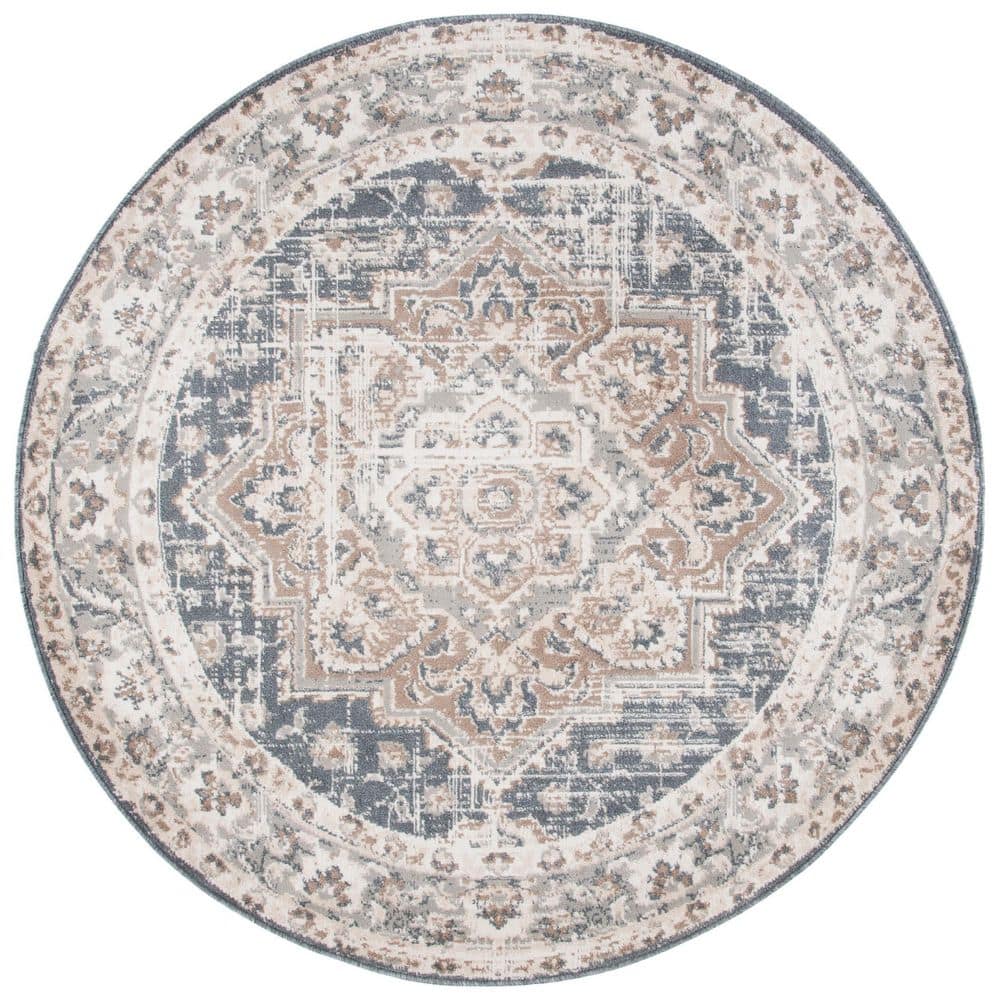 Pyramid 4 ft. x 4 ft. Ivory/Beige Ornate Border Round Area Rug price history on PriceWatchPro