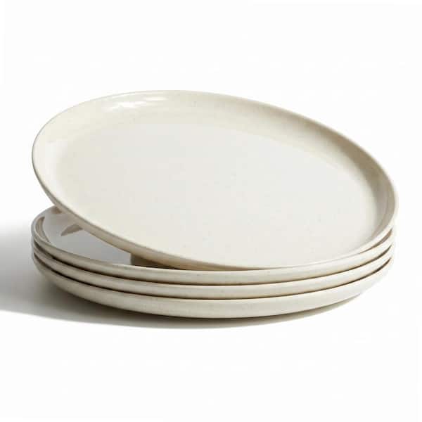 Set of 4 9-Inch White Melamine Dinner Plates Flat Durable Lightweight Catering Dishes Dishwasher Safe