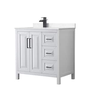 Daria 36 in. W x 22 in. D x 35.75 in. H Single Bath Vanity in White with Carrara Cultured Marble Top