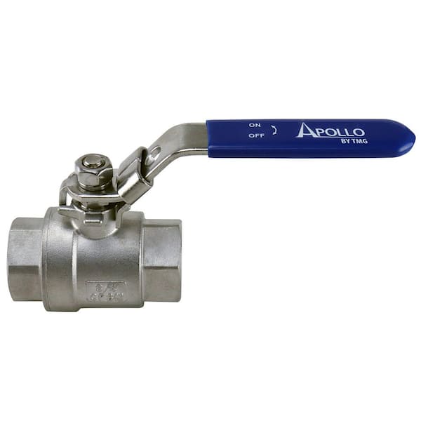 Apollo 3/4 in. x 3/4 in. Stainless Steel FNPT x FNPT 2-3/4 in. L Full-Port Ball Valve with Latch Lock Lever