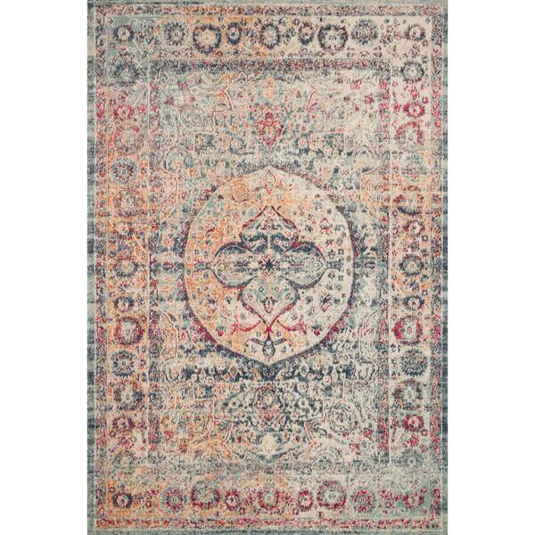 LOLOI II Nour Blue/Multi 5 ft. 2 in. x 7 ft. 7 in. Transitional Polypropylene Area Rug