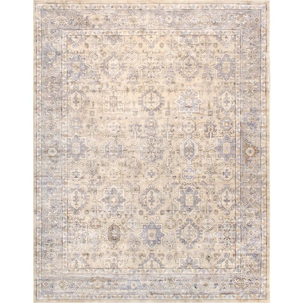 Pasargad Home Majestic Beige/Blue 12 ft. x 15 ft. Abstract Area Rug