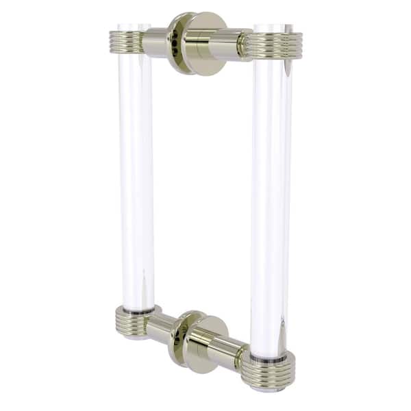 Allied Brass Clearview 8 in. Back to Back Shower Door Pull with Groovy Accents in Polished Nickel