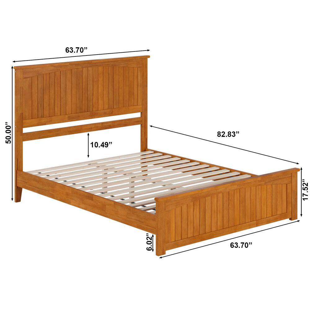 Naples Queen Light Toffee Solid Wood Platform Bed with Headboard and Footboard