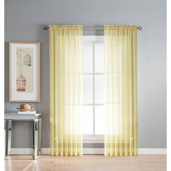 Window Elements Yellow Extra Wide Rod Pocket Sheer Curtain - 56 in. W x 90 in. L
