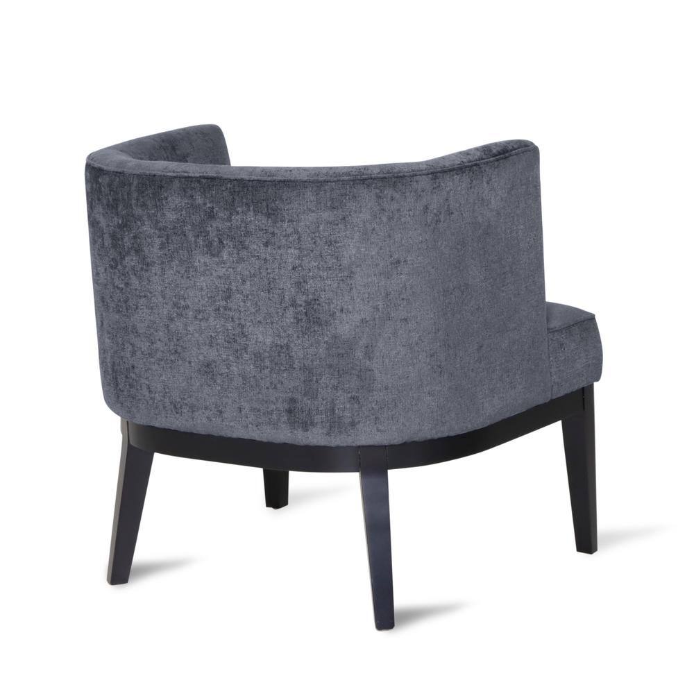 Charcoal and Dark Brown Faux Leather Barrel Accent Chair