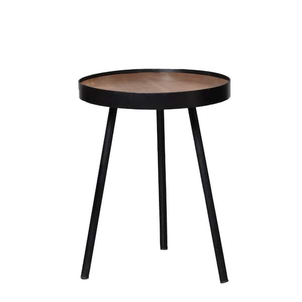 Manor Brook Lansan 17.875 in. Wood Grain and Weathered Black Round End Table