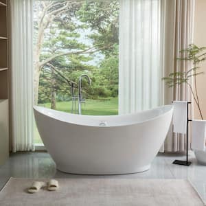 Blois 67 in. Acrylic Flatbottom Freestanding Bathtub in White