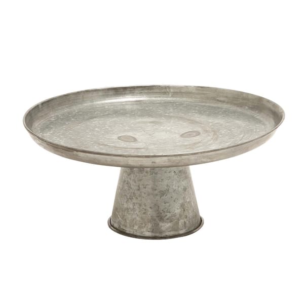 Litton Lane 7 in. H Gray Galvanized Decorative Cake Stand