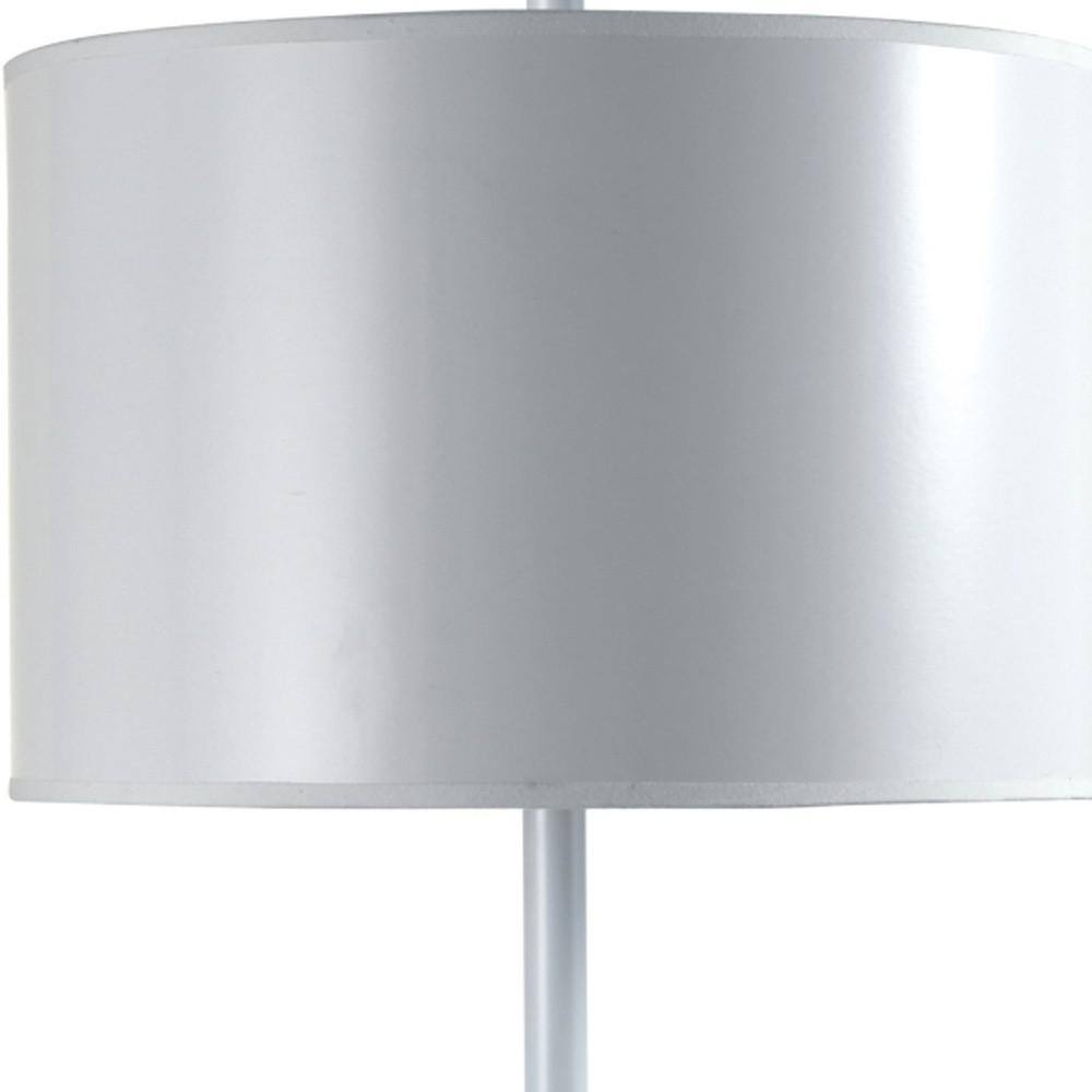 25" White Metal Table Lamp with Classic Drum Shade