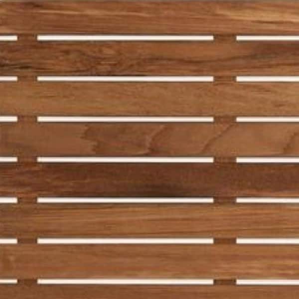 32 in. x 14 in. Brown Solid Color Wood Rectangle Bath Mat