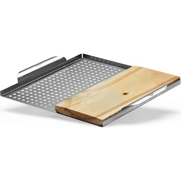 Stainless Steel Multi-functional Topper with Cedar Plank-Cooking Accessory