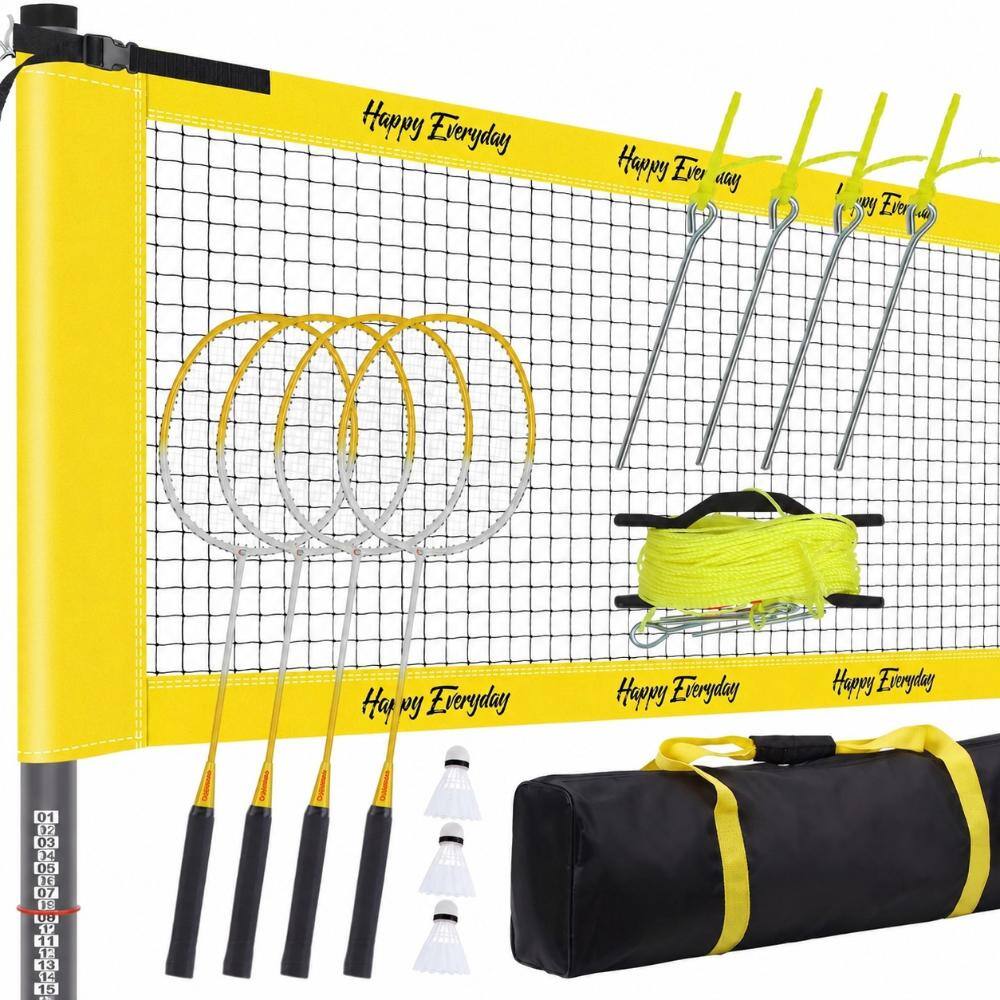 Complete Outdoor Badminton Set with Anti-Sagging Net, 4 Aluminum Rackets, 3 Nylon Shuttlecocks, and Carrying price history on PriceWatchPro